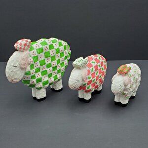 Resin Sheep Figurines in Holiday Sweaters Christmas Sheep Figures Statues Decor